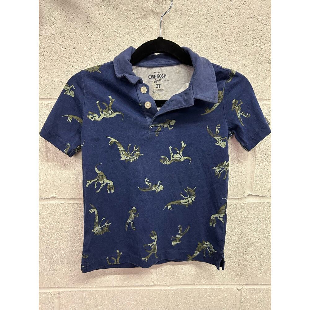 Oshkosh 3t 2 buttons with collar dinosaur T shirt